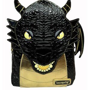 NWT Loungefly Disney Fourth Wing Black & Gold Dragon Mini Backpack